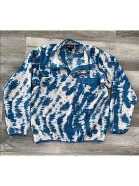 Patagonia Synchilla Fleece Snap T Jacket Tie Dye Blue Cream MYMB Teddy Small